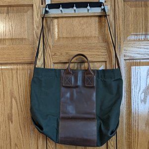 Toad & Co leather and canvas tote bag